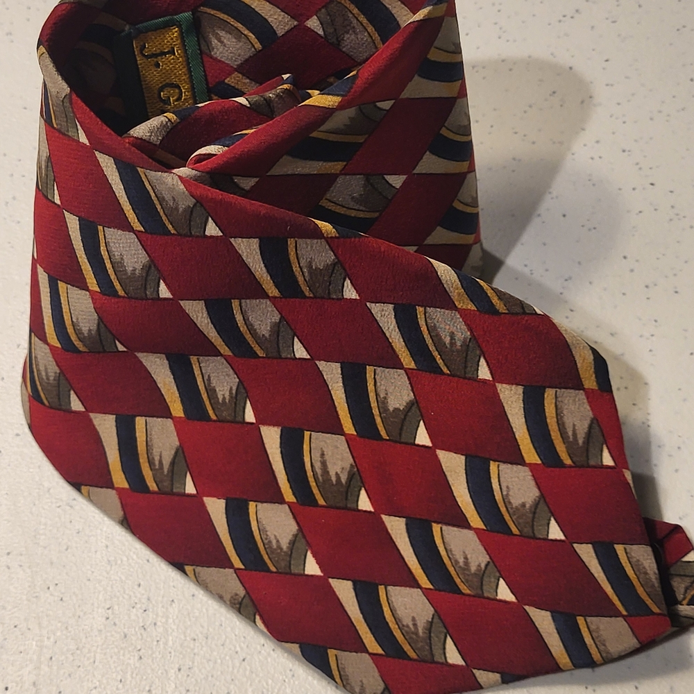 Jerry Garcia Red and Gold Geometric Silk Tie, Last Chance Collection